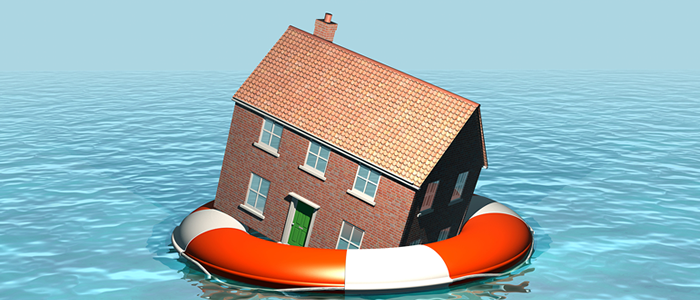 House floating in life preserver