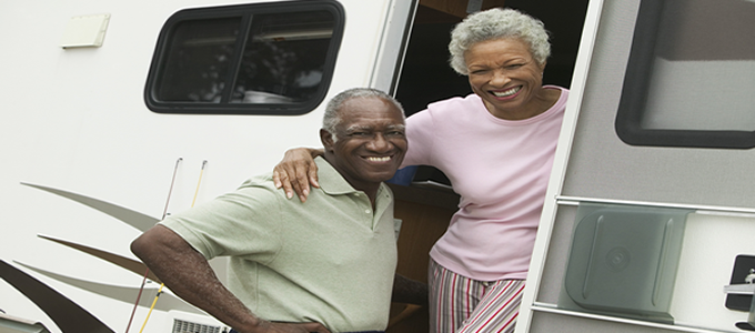 Elderly couple in motorhome